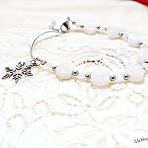 Bratara cu jad piatra lunii si fulg de zapada - Artynos.ro