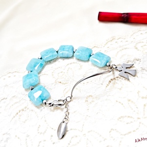 Bratara cu angelit si ingeras - bijuterii - brățări - brățări din pietre semiprețioase - Artynos.ro