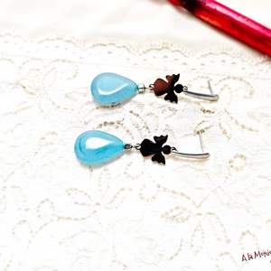 Cercei cu angelit si ingeras - bijuterii - cercei - cercei lungi - Artynos.ro