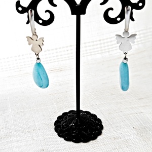 Cercei cu angelit si ingeras - bijuterii - cercei - cercei lungi - Artynos.ro