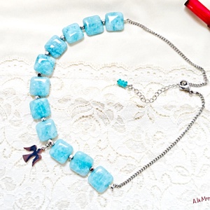 Colier cu angelit si ingeras - bijuterii - coliere - coliere din pietre semiprețioase - Artynos.ro