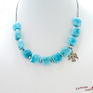 Colier cu angelit si ingeras - bijuterii - coliere - coliere din pietre semiprețioase - Artynos.ro