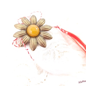Brosa cu floare de agat galben, Bijuterii, Martisor, Confectionarea bijuteriilor, ARTYNOS