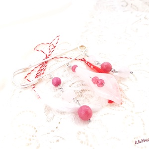 Brosa cu cuart si jad roz - bijuterii - broșe - Artynos.ro