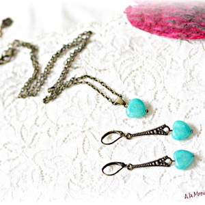 Cercei cu inima verde - bijuterii - cercei - cercei din pietre semiprețioase - Artynos.ro