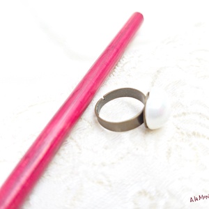 Inel cu inima de perla alba - bijuterii - inele - inele cu perle - Artynos.ro