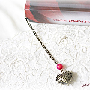 Semn de carte cu inima si agata - cărți și creații cu tematică muzicală, cadouri - semn de carte - Artynos.ro