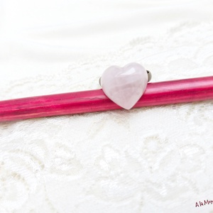 Inel cu inima de cuart roz - Artynos.ro