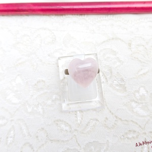Inel cu inima de cuart roz - bijuterii - inele - inele cu pietre semiprețioase - Artynos.ro