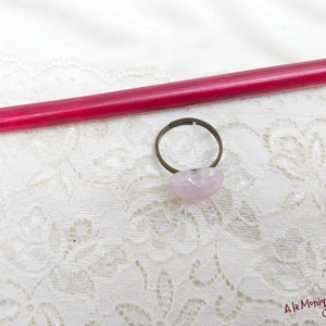 Inel cu inima de cuart roz - bijuterii - inele - inele cu pietre semiprețioase - Artynos.ro