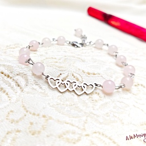 Bratara cu inimioare si cuart, Bijuterii, Bratari, Bratari din pietre semipretioase, Confectionarea bijuteriilor, ARTYNOS