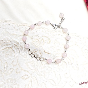 Bratara cu inimioare si cuart - bijuterii - brățări - brățări din pietre semiprețioase - Artynos.ro