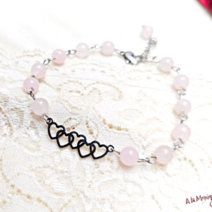 Bratara cu inimioare si cuart - bijuterii - brățări - brățări din pietre semiprețioase - Artynos.ro