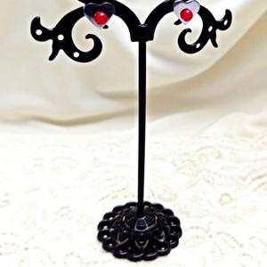 Cercei cu inimi de jad rosu - bijuterii - cercei - cercei din pietre semiprețioase - Artynos.ro