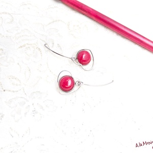 Cercei cu inimioare si jad rosu - bijuterii - cercei - cercei din pietre semiprețioase - Artynos.ro