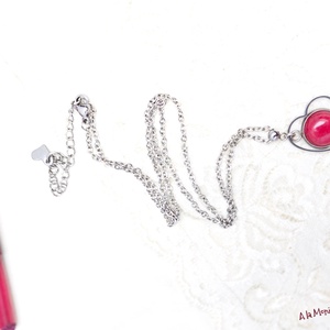 Colier cu inimioara si jad rosu - bijuterii - coliere - pandative - Artynos.ro