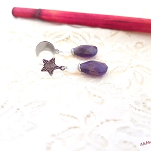 Cercei cu ametist opalit luna si steluta - Artynos.ro