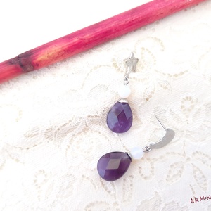 Cercei cu ametist opalit luna si steluta - bijuterii - cercei - cercei din pietre semiprețioase - Artynos.ro