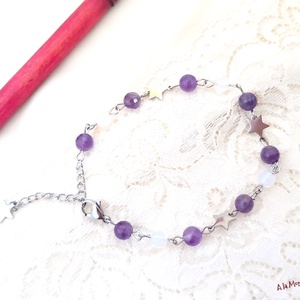 Bratara cu ametist opalit si stelute - bijuterii - brățări - brățări din pietre semiprețioase - Artynos.ro