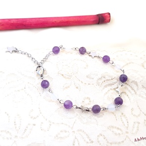 Bratara cu ametist opalit si stelute - bijuterii - brățări - brățări din pietre semiprețioase - Artynos.ro