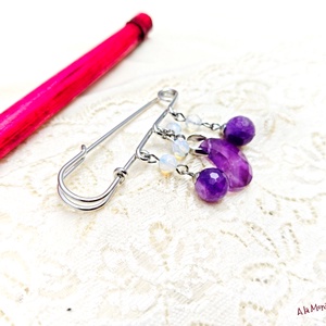 Brosa cu ametist opalit si semiluna - Artynos.ro