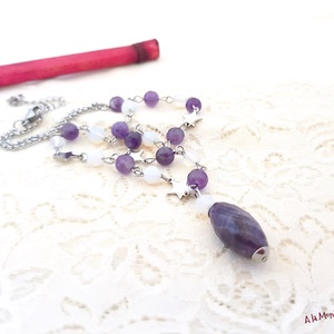 Colier cu ametist opalit si stelute - Artynos.ro