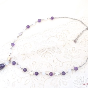 Colier cu ametist opalit si stelute - bijuterii - coliere - coliere din pietre semiprețioase - Artynos.ro