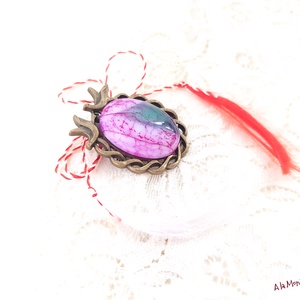 Brosa colier cu pasari si agat roz si verde, Bijuterii, Martisor, Confectionarea bijuteriilor, ARTYNOS