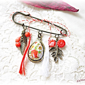 Brosa cu tensha si coral corai - Artynos.ro