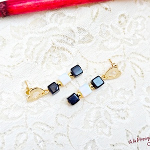 Cercei cu piatra soarelui opalit si inimioara - bijuterii - cercei - cercei din pietre semiprețioase - Artynos.ro