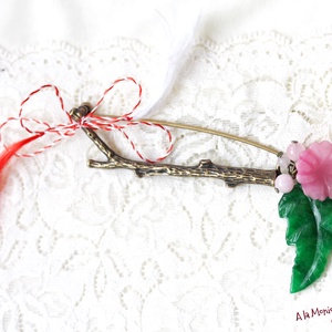 Brosa cu floare si frunza de jad - Artynos.ro