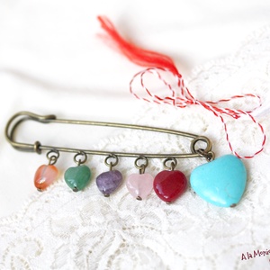 Brosa cu inimioare multicolore - Artynos.ro