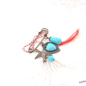 Brosa cu inima de turcoaz - Artynos.ro