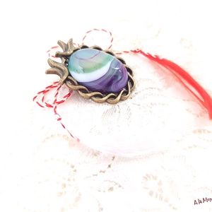 Brosa colier cu pasari si agat violet si verde, Bijuterii, Martisor, Confectionarea bijuteriilor, ARTYNOS