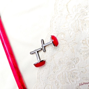 Butoni cu jad rosu - bijuterii - butoni de manșetă - Artynos.ro