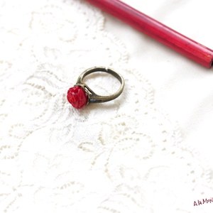 Inel cu trandafir de coral rosu - bijuterii - inele - inele cu pietre semiprețioase - Artynos.ro