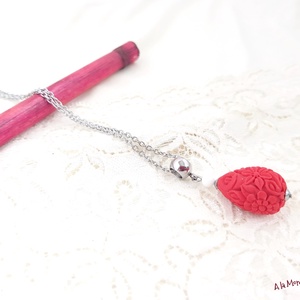 Colier cu cinabru si jad alb - Artynos.ro