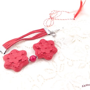 Bratara cu cinabru si jad alb - Artynos.ro