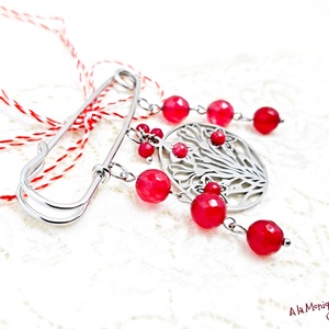 Brosa cu flori visinii, Bijuterii, Martisor, Confectionarea bijuteriilor, ARTYNOS