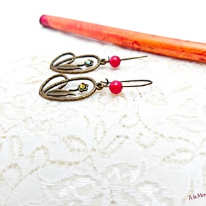 Cercei cu flori rosii, Bijuterii, Cercei, Cercei din pietre semipretioase, Confectionarea bijuteriilor, ARTYNOS