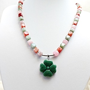 Colier cu jad si trifoi - bijuterii - mărțișor - Artynos.ro