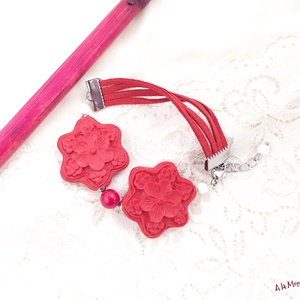 Bratara cu cinabru si jad alb - bijuterii - brățări - brățări din pietre semiprețioase - Artynos.ro