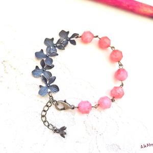 Bratara cu flori si rodocrozit - bijuterii - brățări - brățări din pietre semiprețioase - Artynos.ro