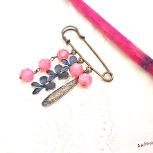 Brosa cu flori si rodocrozit - Artynos.ro