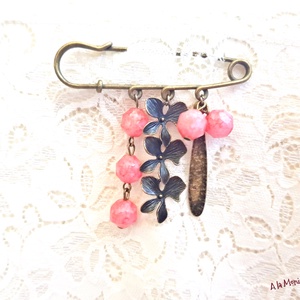 Brosa cu flori si rodocrozit - bijuterii - broșe - Artynos.ro