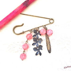 Brosa cu flori si rodocrozit - bijuterii - broșe - Artynos.ro