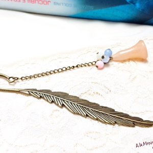 Semn de carte cu floare de calcit si cuart - cărți și creații cu tematică muzicală, cadouri - semn de carte - Artynos.ro