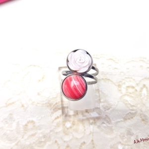 Inel dublu cu rodocrozit si trandafir roz - bijuterii - inele - inele cu pietre semiprețioase - Artynos.ro