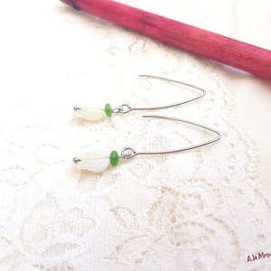 Cercei cu sidef alb si jad verde - bijuterii - cercei - cercei din pietre semiprețioase - Artynos.ro