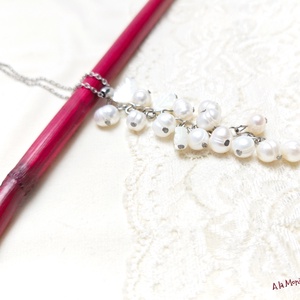 Colier cu perle si frunze de sidef - Artynos.ro